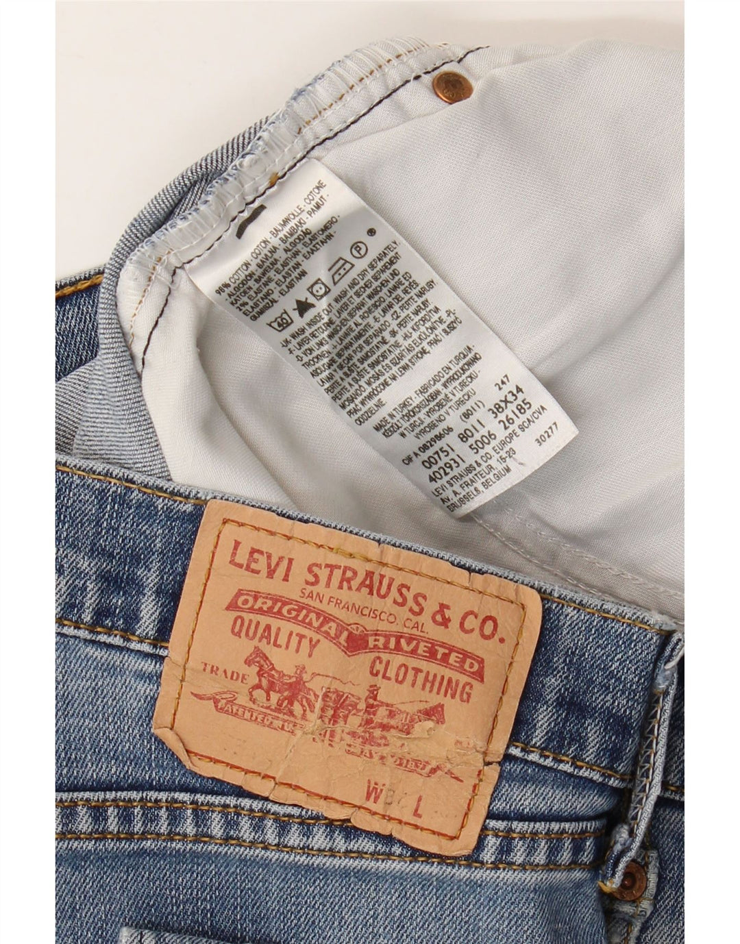 LEVI'S muške ravne traperice W38 L27 plavi pamuk