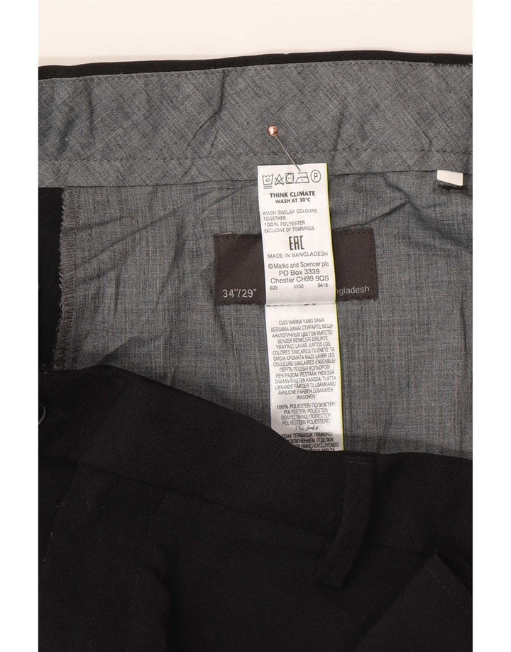 Marks & Spencer muške uobičajene hlače W34 L29 crni poliester