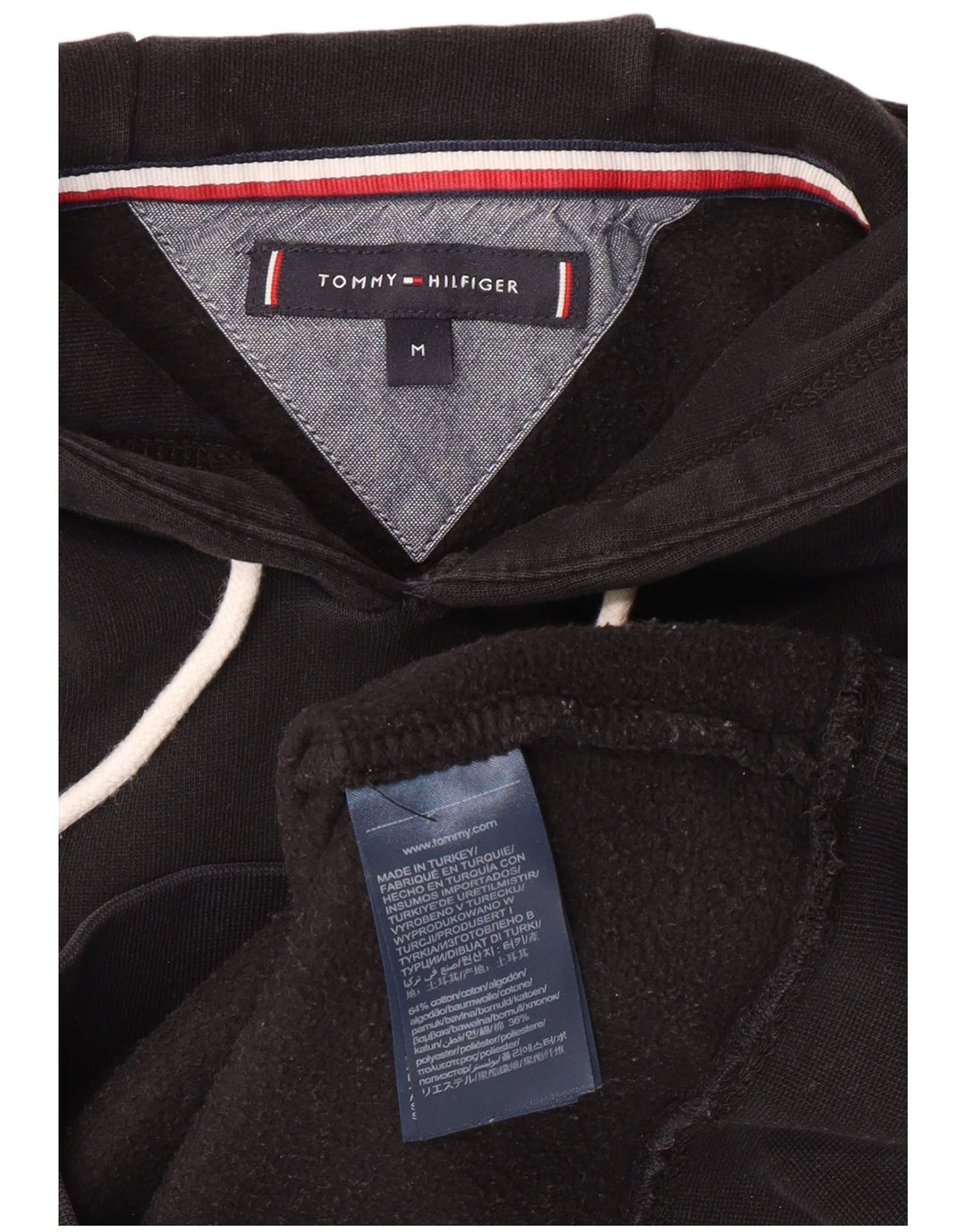 TOMMY HILFIGER Muška majica s kapuljačom srednje veličine, crni pamuk