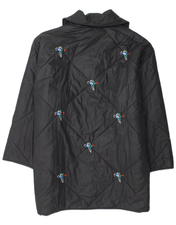 VINTAGE Ženska vjetrovka slobodnog kroja UK 20 2XL crni životinjski print