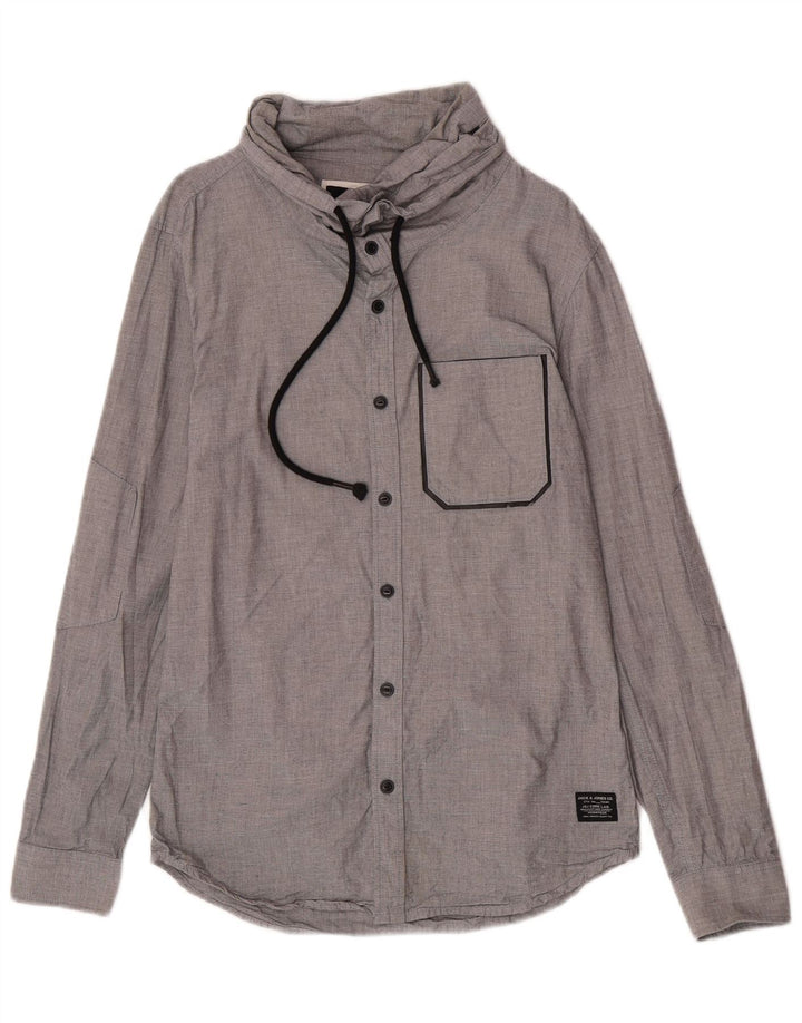 Jack & Jones muška majica s dugim izrezom Mala siva pamučna
