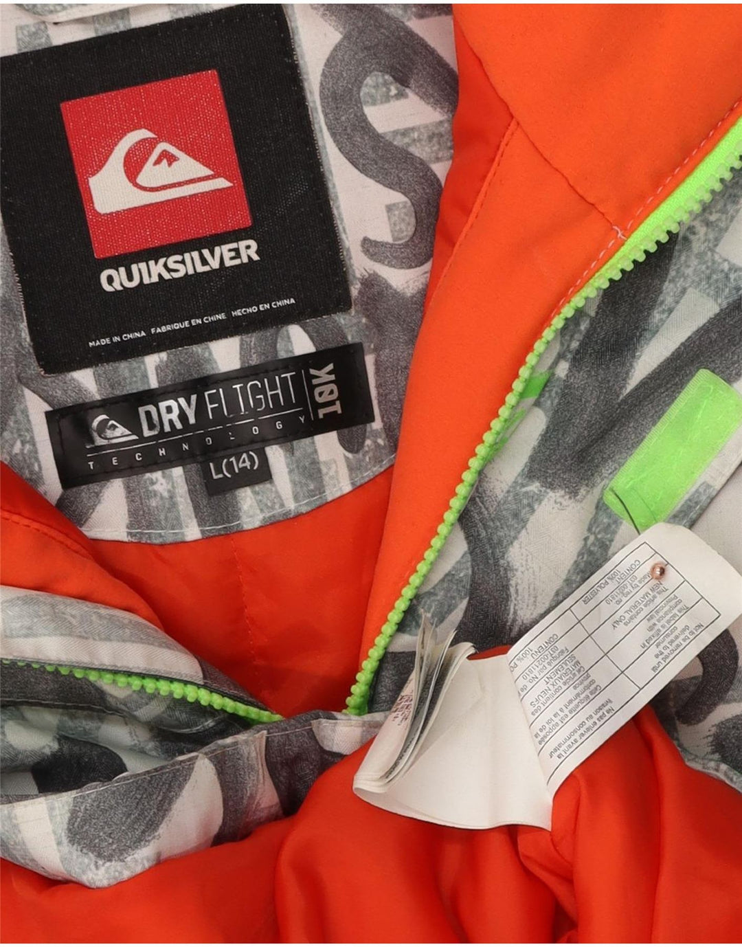 Quiksilver Boys grafička skijaška jakna s kapuljačom 13-14 godina velika siva poliester