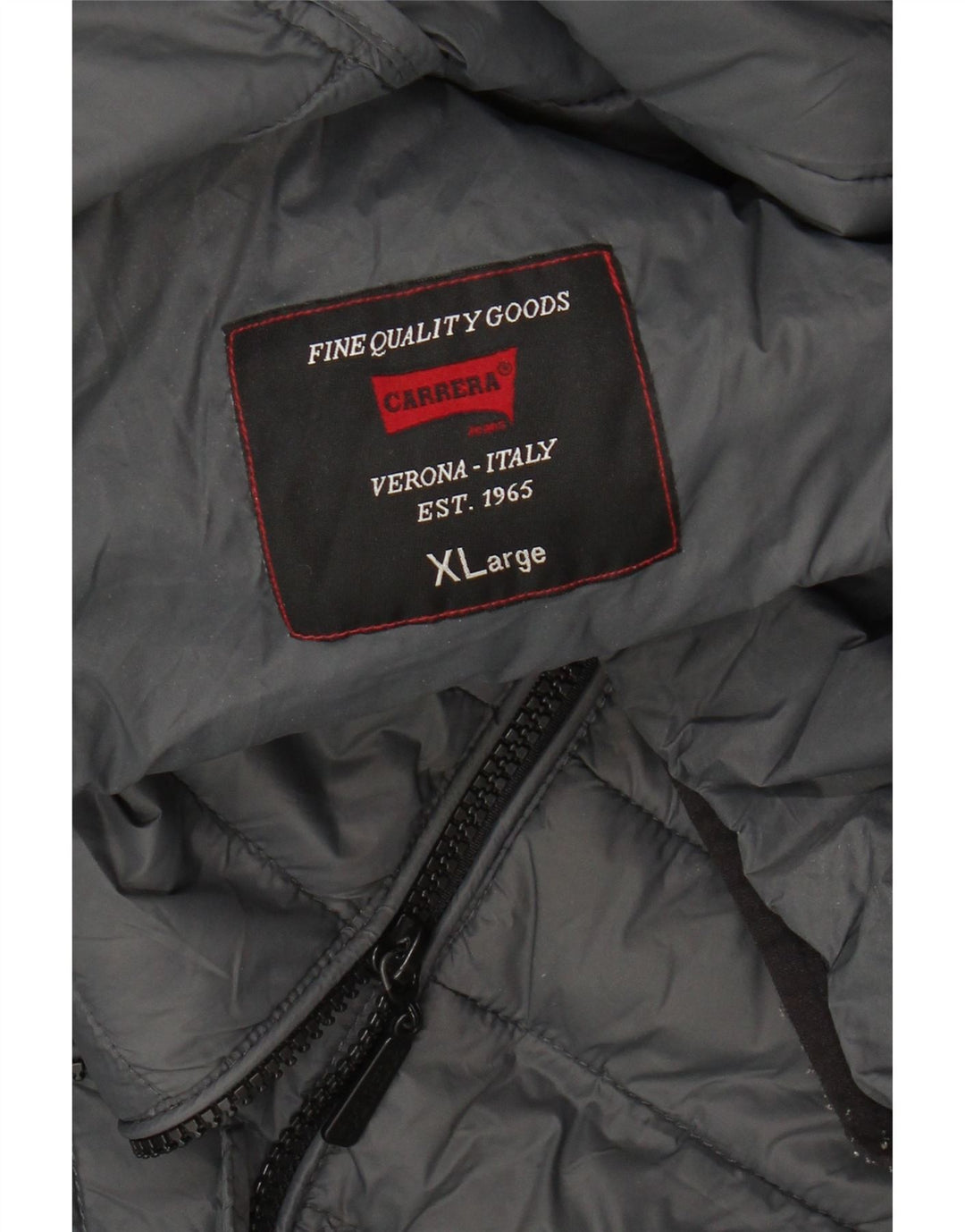 CARRERA Mens Hooded Padded Jacket UK 42 XL Grey Polyamide Vintage Carrera and Second-Hand Carrera from Messina Hembry 