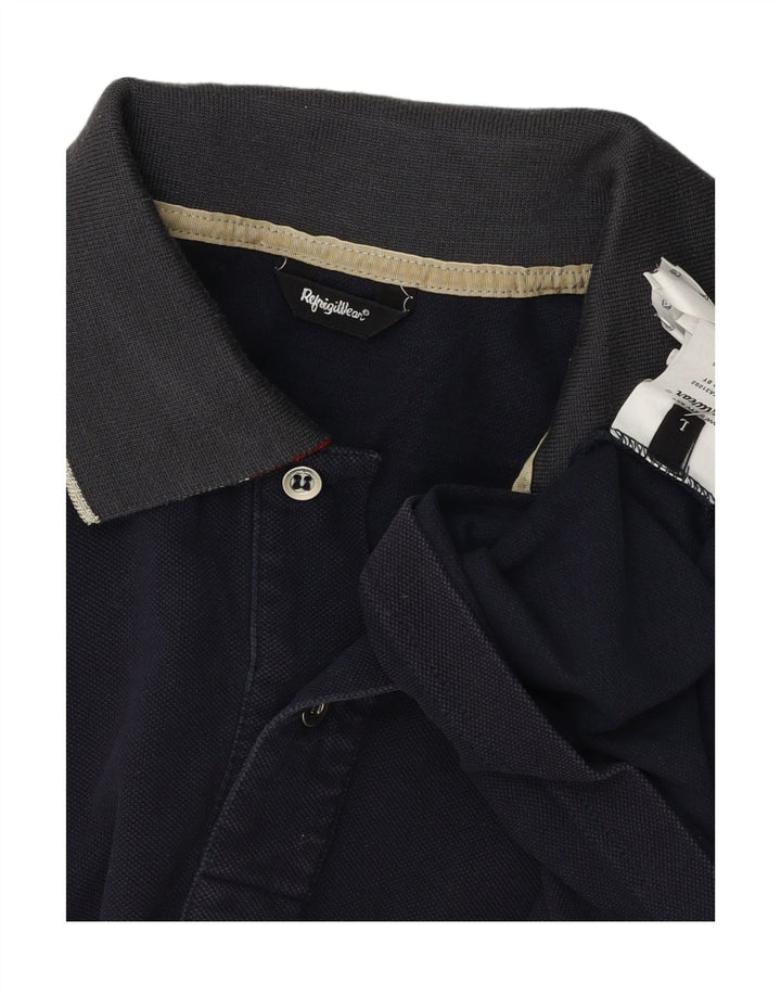 REFRIGIWEAR Mens Polo Shirt Large Navy Blue Cotton Vintage Refrigiwear and Second-Hand Refrigiwear from Messina Hembry 
