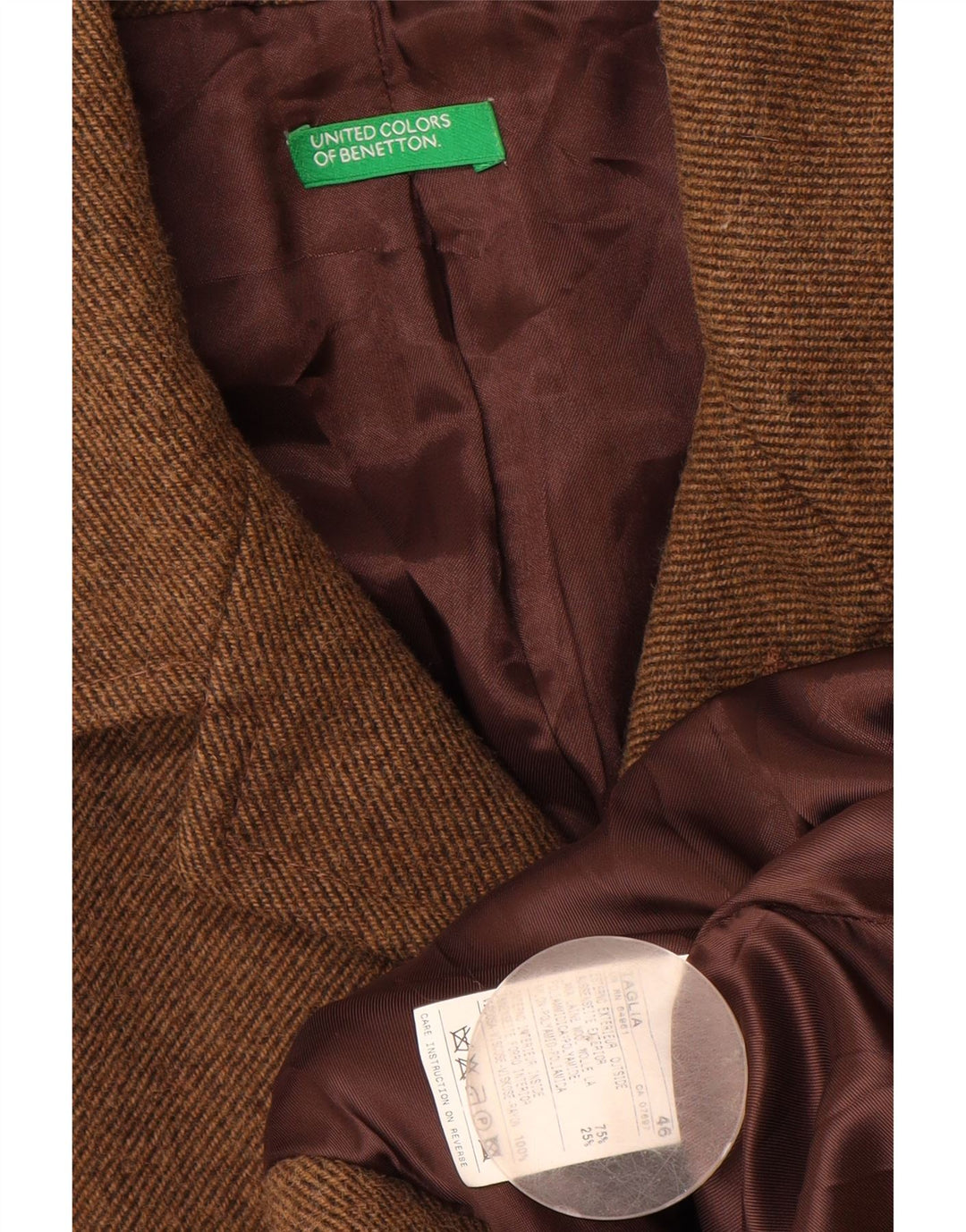 Benetton muški kaput IT 46 Small Brown Wool