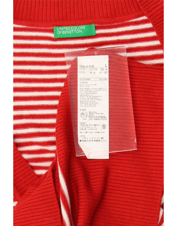 BENETTON ženski kratki kardigan pulover bez rukava UK 14 velike crvene pruge