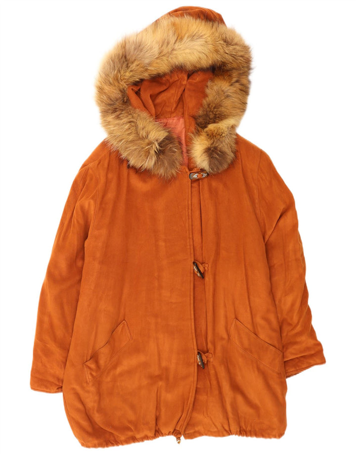 Vintage ženski preveliki duffle kaput s kapuljačom UK 14 srednje smeđe boje