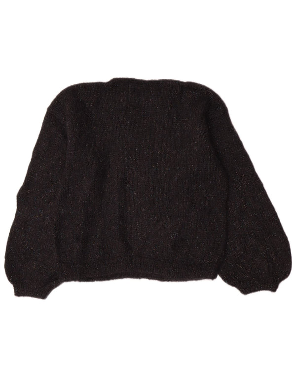 Vintage ženski džemper s brodskim izrezom UK 14 Srednje crni