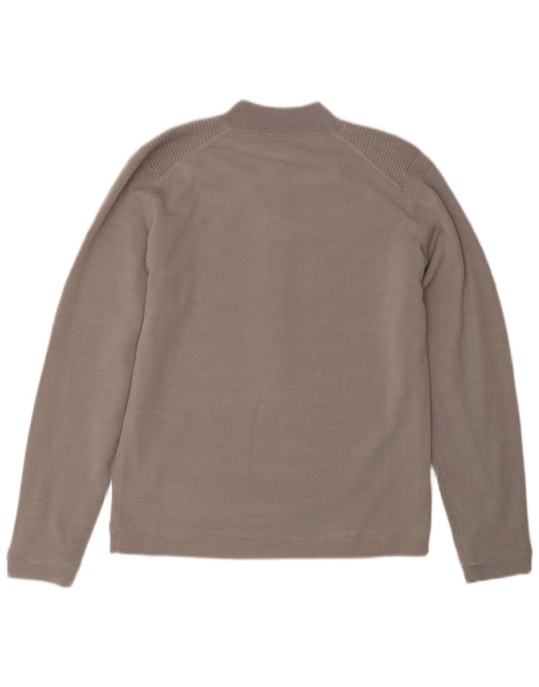 CALVIN KLEIN Ženski džemper s izrezom s patentnim zatvaračem UK 10 Small Beige Wool