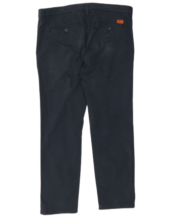 Timberland Mens Straight Chino Trousers W36 L29 Navy Blue Cotton