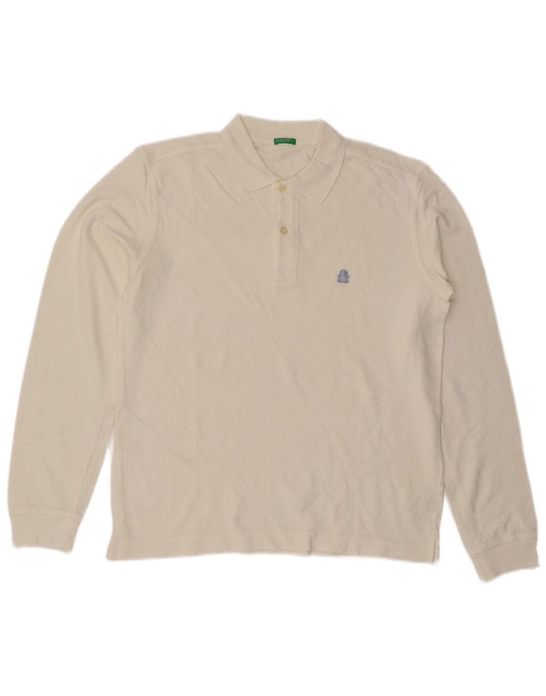Benetton muška polo majica dugih rukava Srednje bijeli pamuk