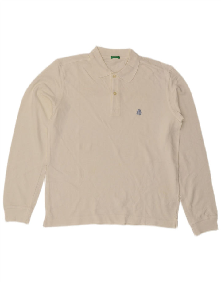 Benetton muška polo majica dugih rukava Srednje bijeli pamuk