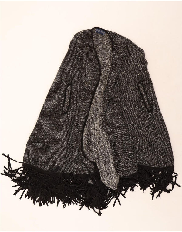 Vintage ženski pončo kardigan džemper UK 22 3XL sivi