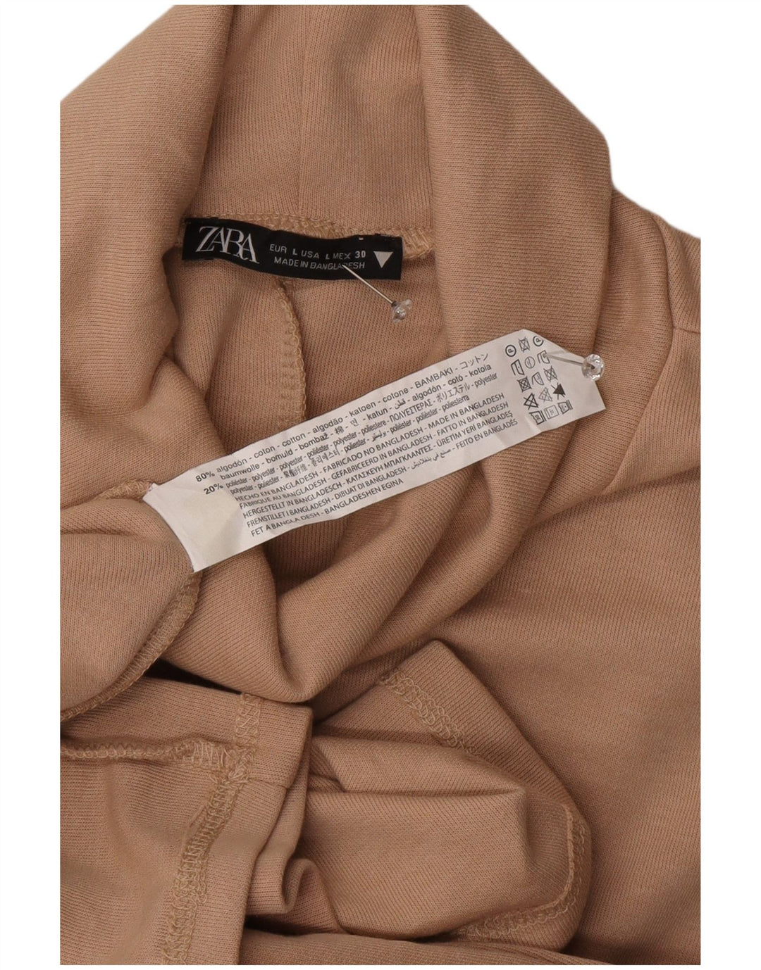 Zara ženska duga haljina UK 16 Large Beige Cotton