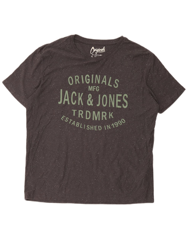 Jack & Jones muška grafička majica kratkih rukava XL sivi flekasti pamuk