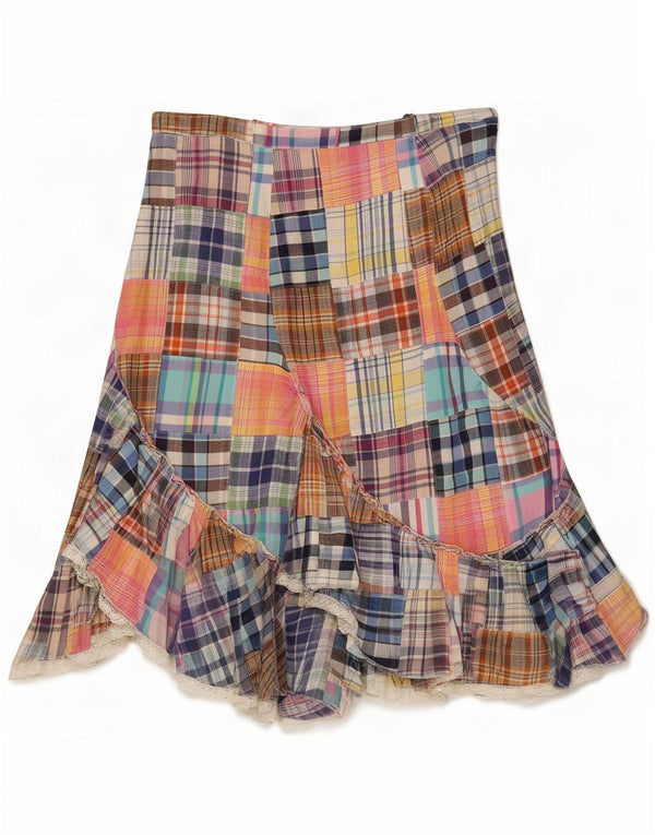 Vintage ženska lepršava suknja IT 42 Srednja W29 Raznobojni patchwork pamuk