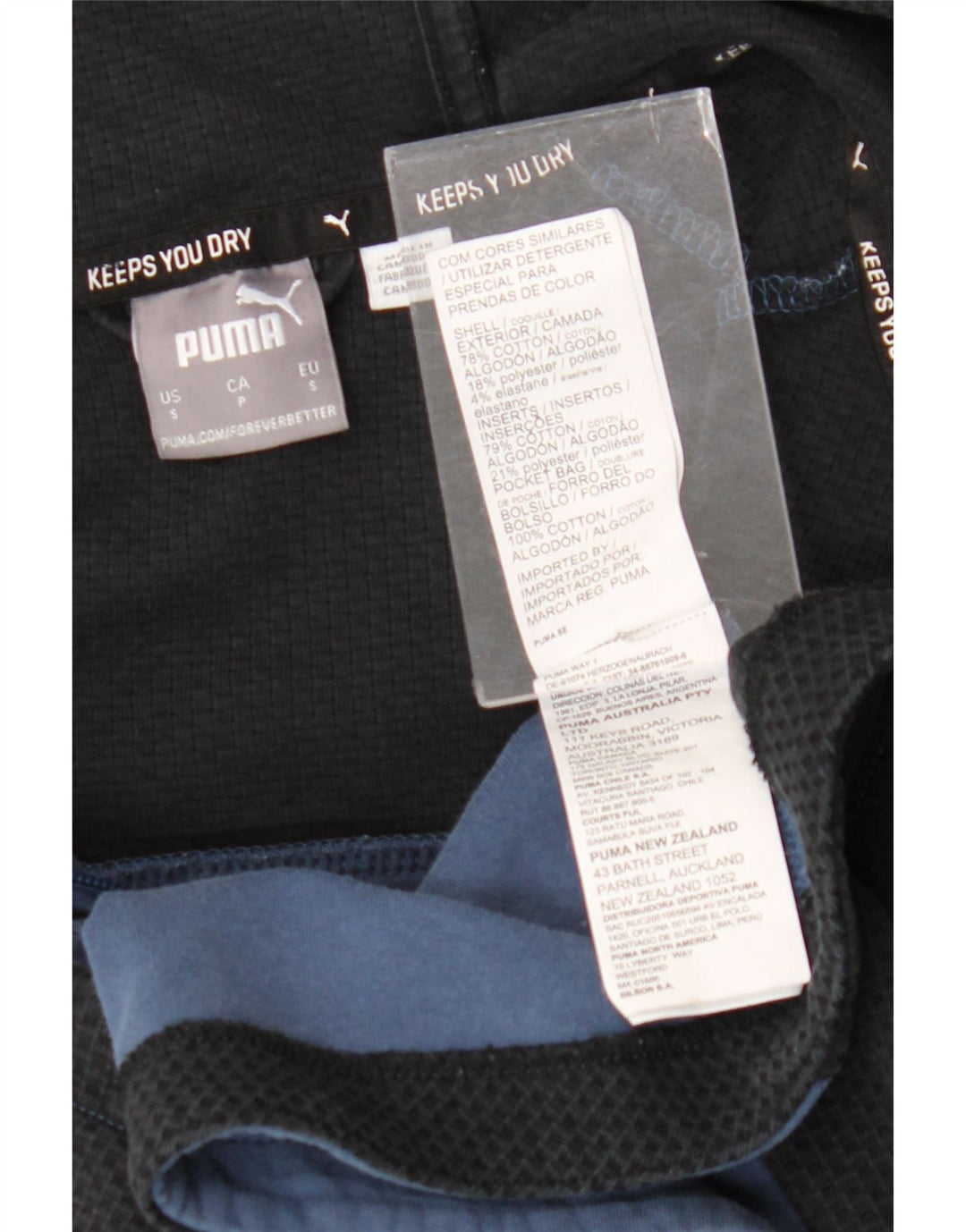 Puma muški pulover s kapuljačom na patentni zatvarač Mali plavi pamuk u blokovima boja