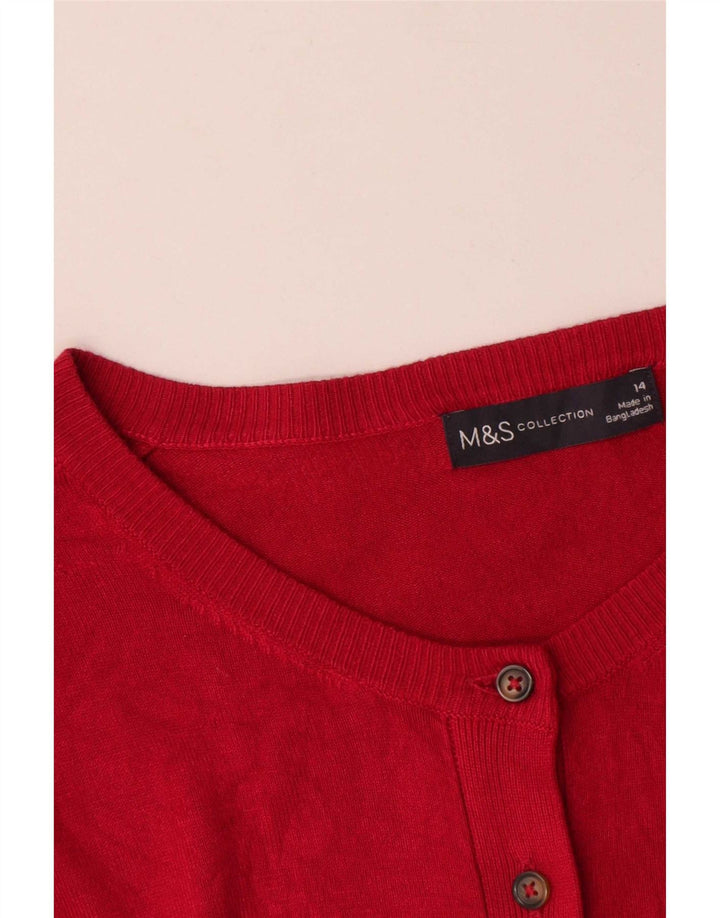 Marks & Spencer ženski kardigan pulover UK 14 Velika crvena viskoza
