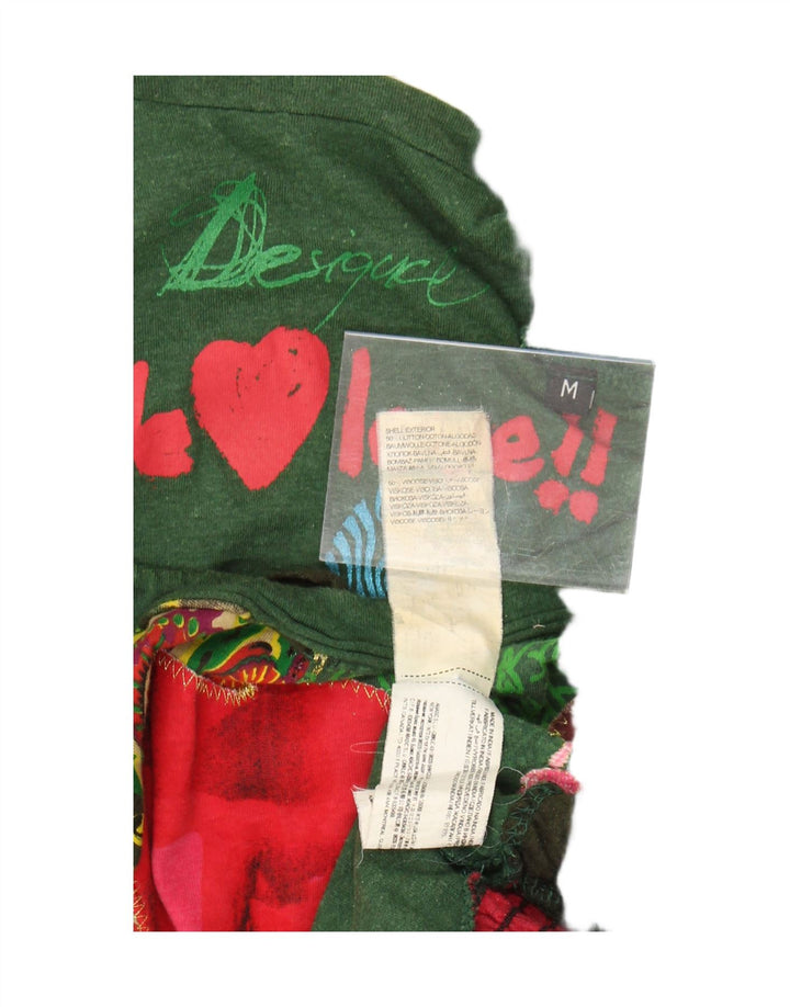 Desigual ženska majica dugih rukava s grafikama UK 14, srednje zeleni pamuk