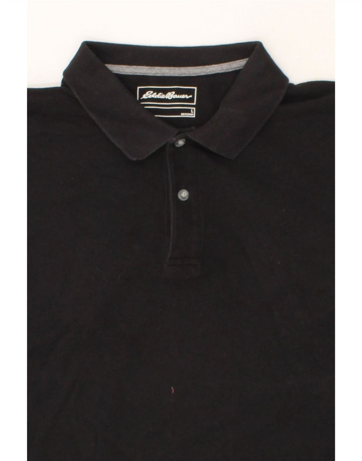 EDDIE BAUER Mens Polo Shirt Large Black Cotton Vintage Eddie Bauer and Second-Hand Eddie Bauer from Messina Hembry 