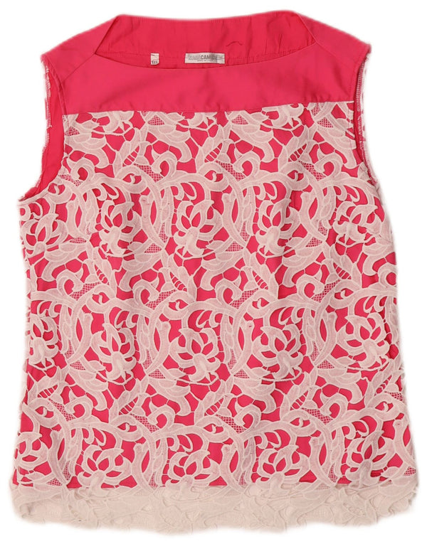 NARACAMICIE Ženska prevelika majica bez rukava UK 16 Velika ružičasta cvjetna