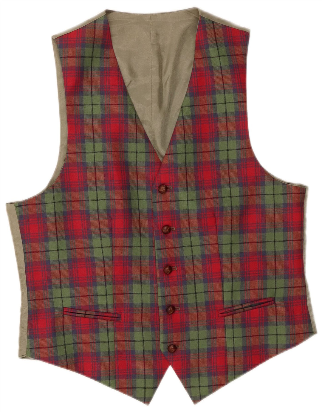 VINTAGE muški prsluk od velikog crvenog kariranog poliestera