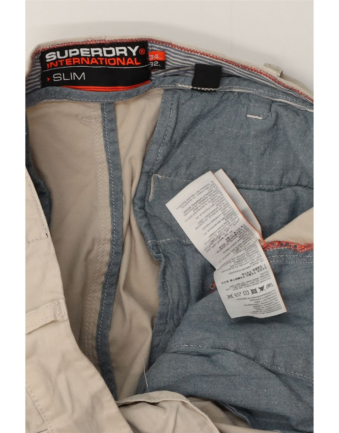 SUPERDRY muške uske chino hlače W34 L28 bež pamuk