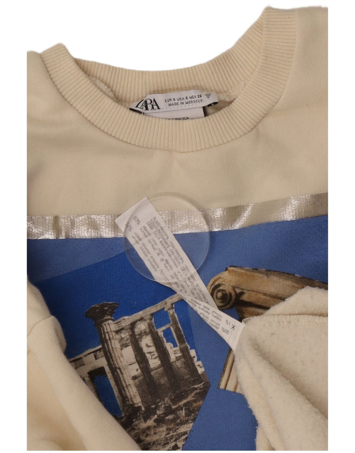 Zara ženski džemper prekomjerne majice s grafičkim motivima UK 10 Small Off White