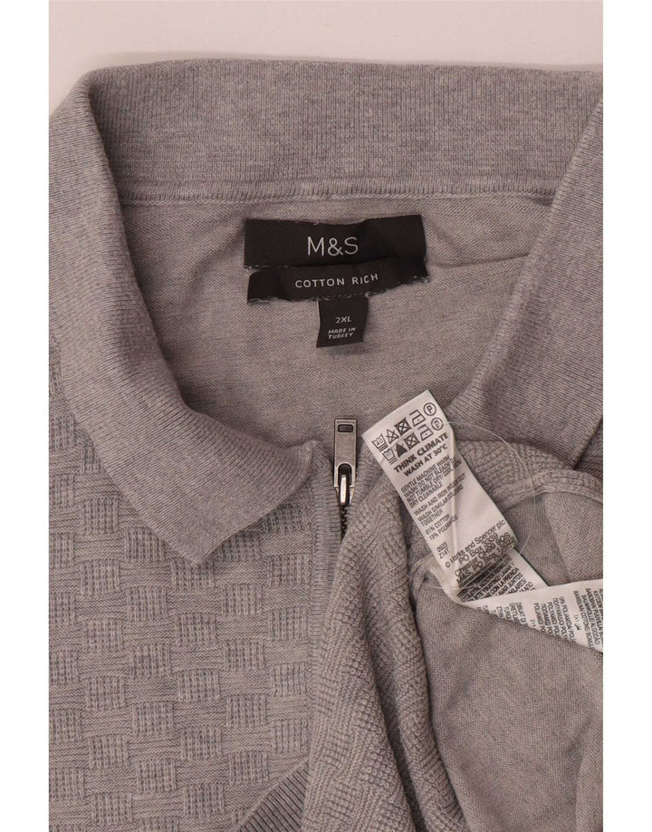 Marks & Spencer muški pulover s polo ovratnikom 2XL, sivi pamuk
