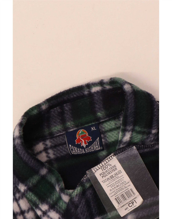 Vintage muška flis košulja XL tamnoplavi karirani poliester