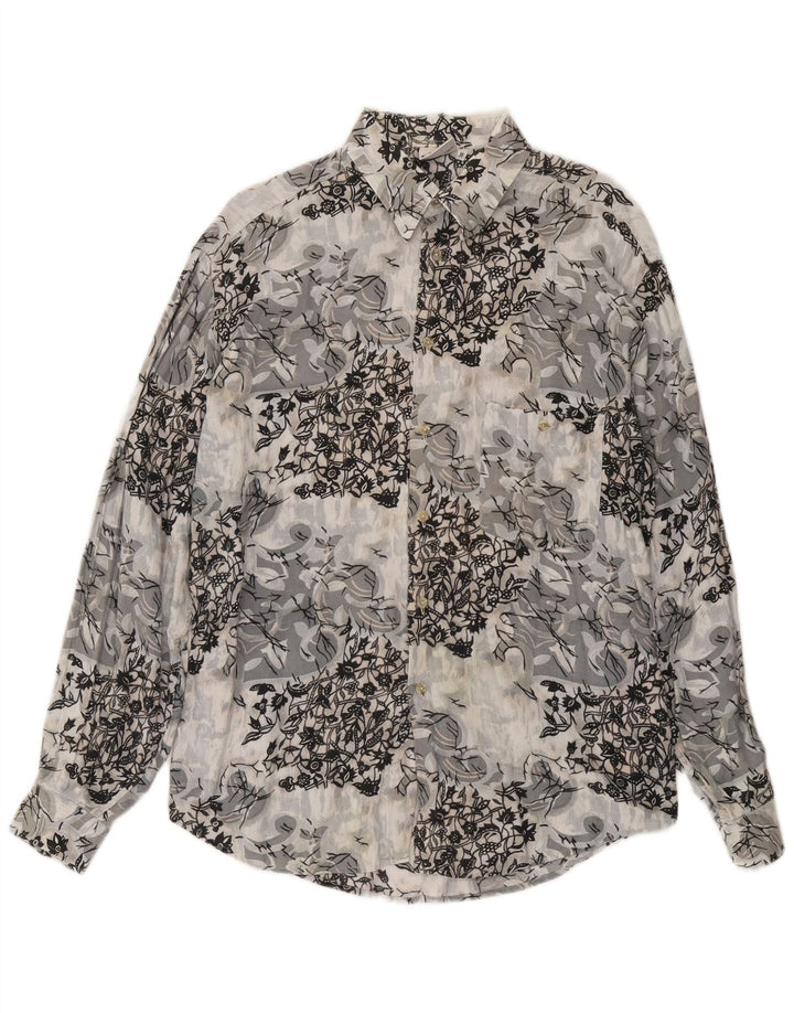 CRIVER Muška košulja srednje sive cvjetne viskoze