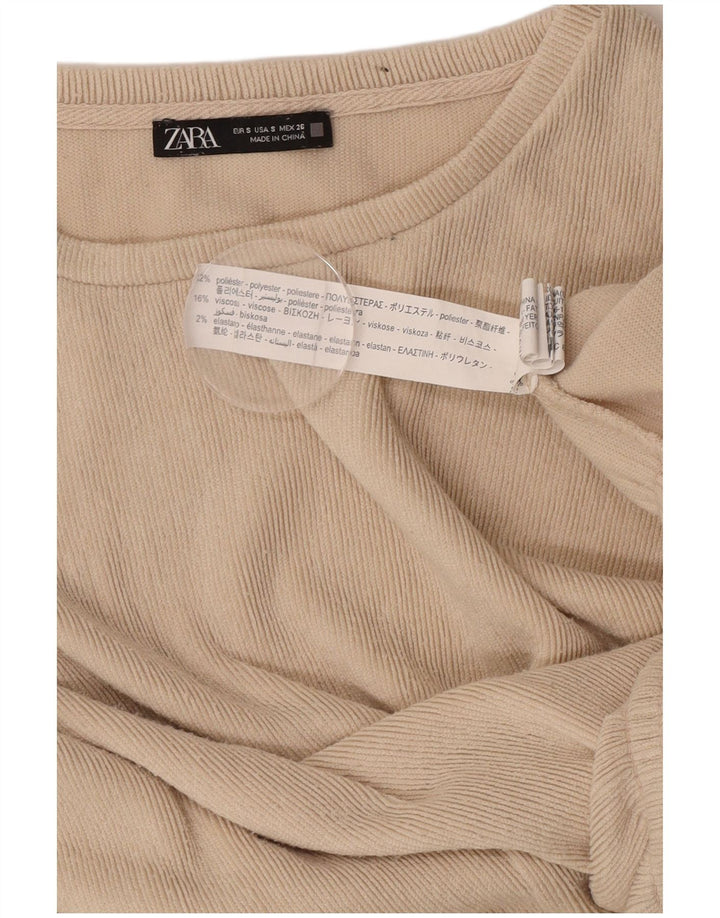 Zara ženska gornja majica s dugim rukavima UK 10 Small Beige Poliester