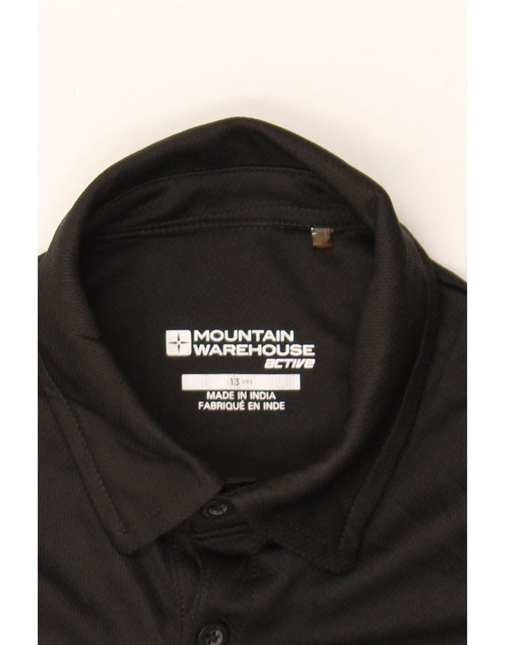 MOUNTAIN WAREHOUSE Boys Polo Shirt 12-13 Years Black Polyester Vintage Mountain Warehouse and Second-Hand Mountain Warehouse from Messina Hembry 