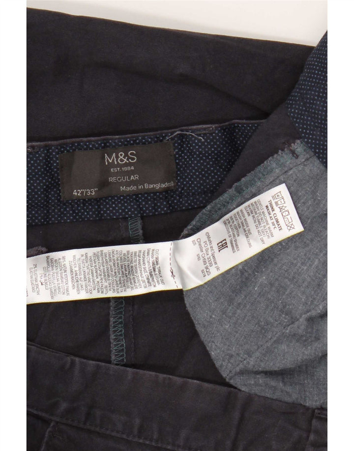 Marks & Spencer muške obične chino hlače W42 L33 tamnoplavi pamuk