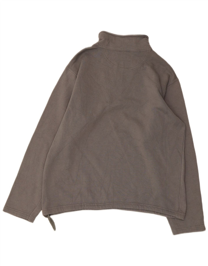 CHAMPION Mens Zip Neck Sweatshirt Jumper Large Grey Cotton