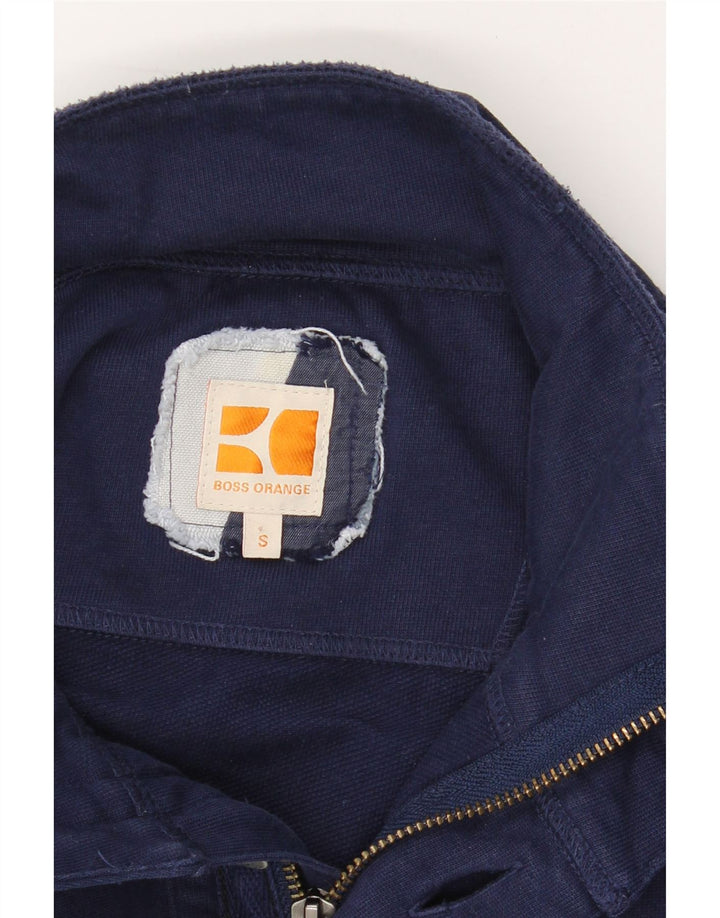BOSS ORANGE Mens Button Neck Sweatshirt Jumper Small Navy Blue Cotton Vintage Boss Orange and Second-Hand Boss Orange from Messina Hembry 