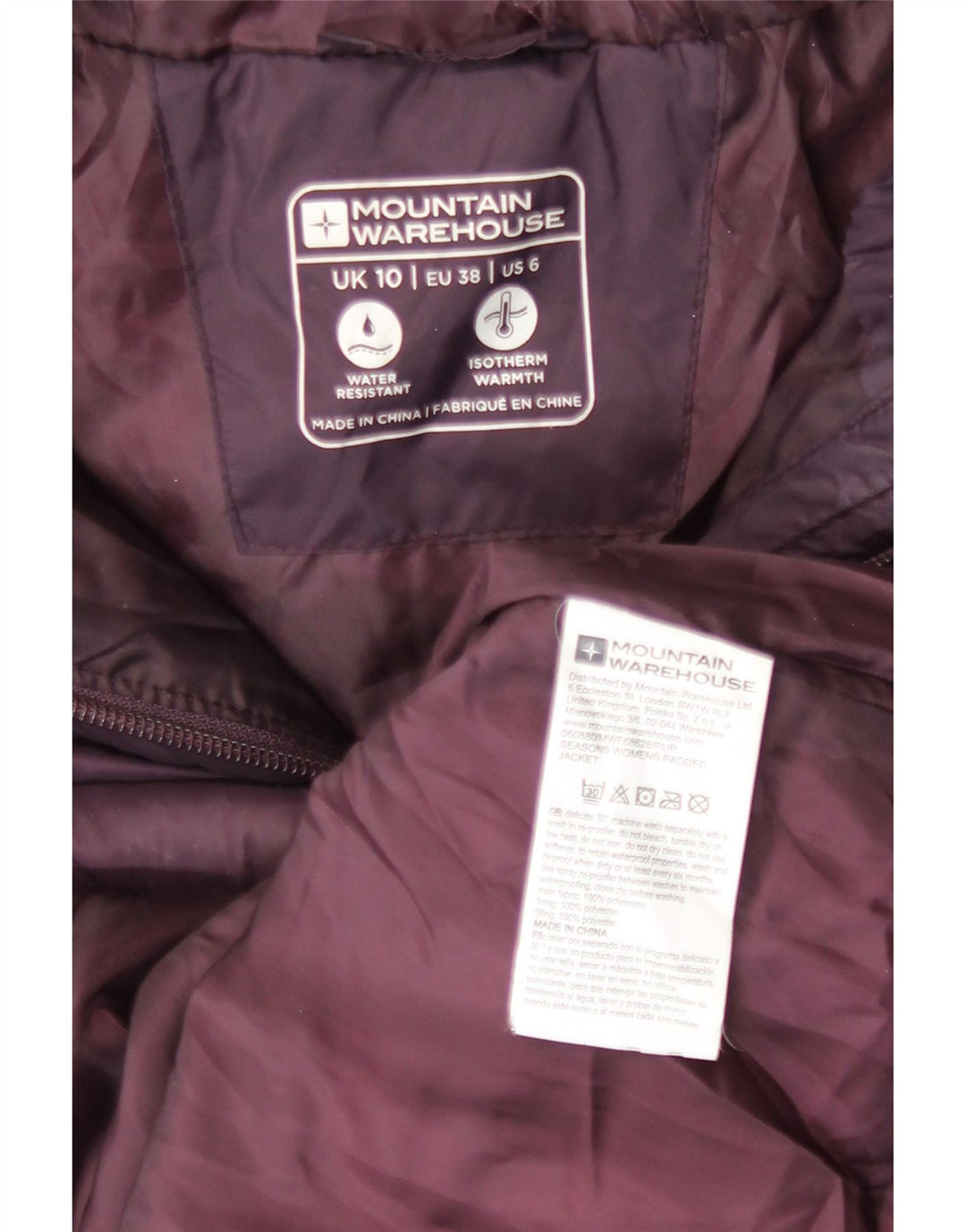Mountain Warehouse Ženska podstavljena jakna s kapuljačom UK 10 Mala kestenjasta