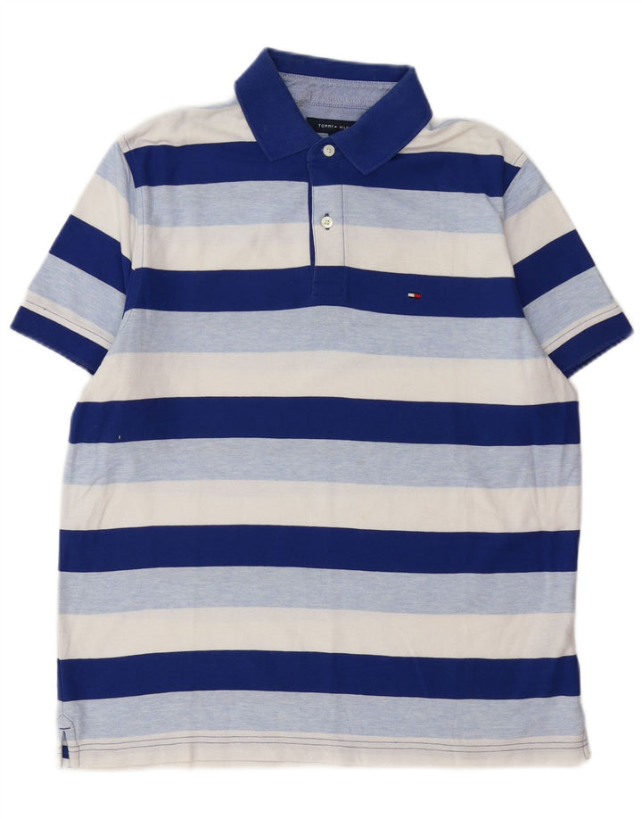 TOMMY HILFIGER Muška polo majica srednje plave pruge, pamuk