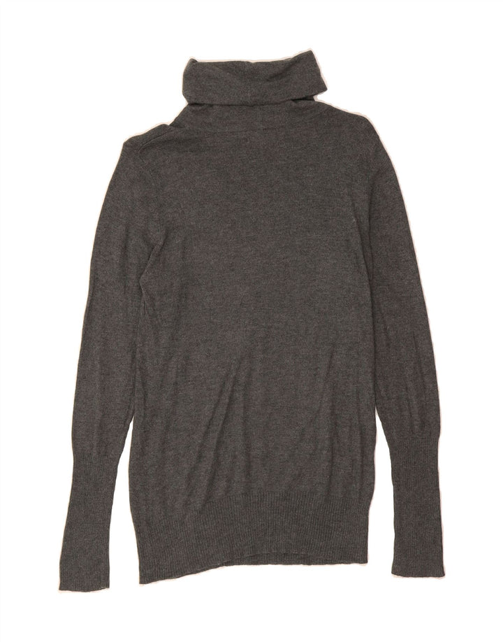 MOSSIMO Womens Longline Roll Neck Jumper Sweater UK 12 Medium Grey Nylon Vintage Mossimo and Second-Hand Mossimo from Messina Hembry 