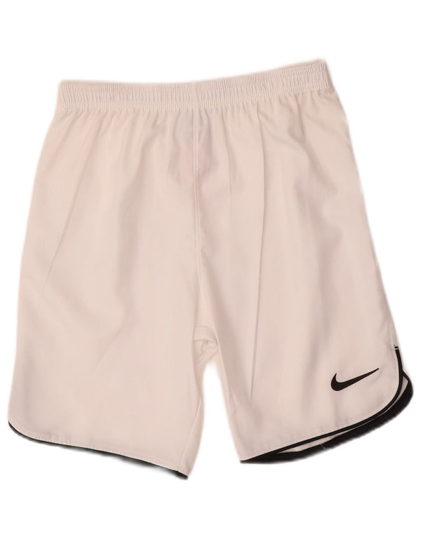 NIKE Boys Dri Fit Sport Shorts 12-13 Years Large White Polyester