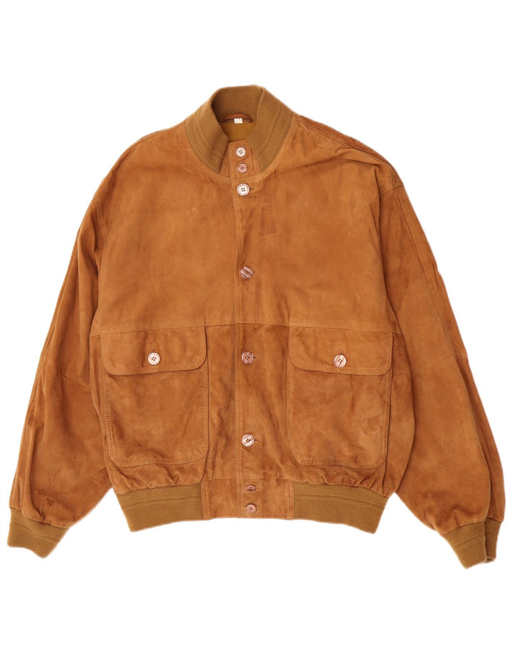 Vintage muška bomber jakna od brušene kože IT 52 XL smeđa koža
