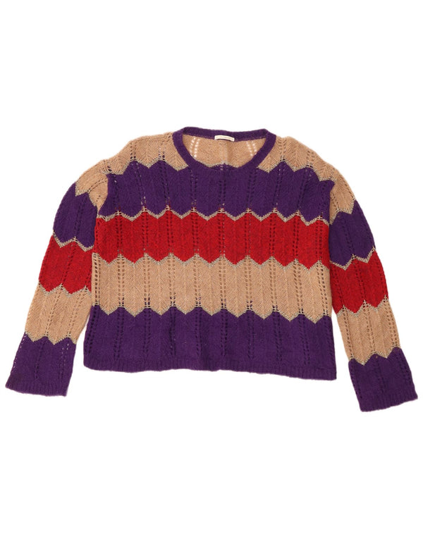 Carrera ženski pulover s okruglim izrezom UK 16 velike ljubičaste pruge