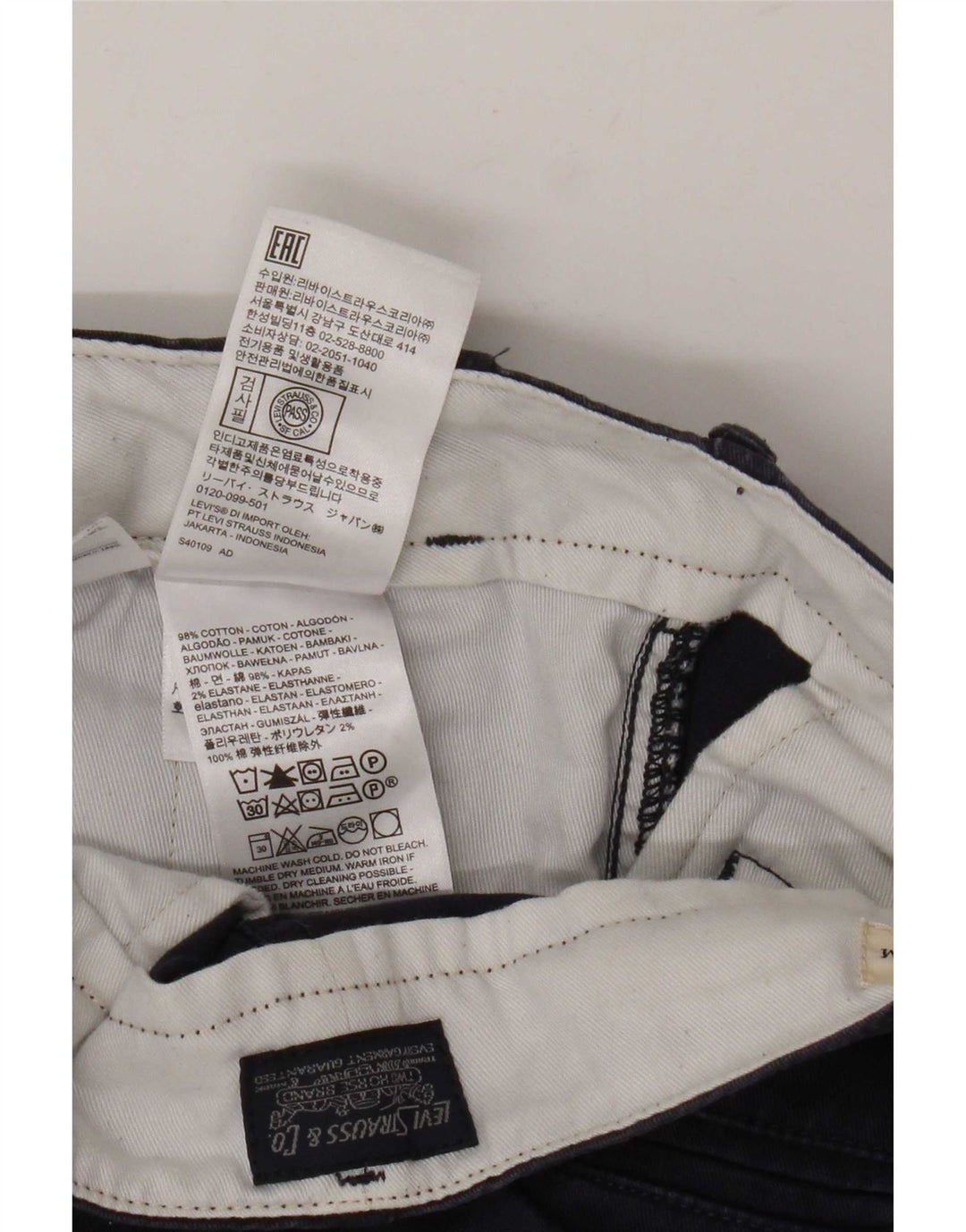 Levi's muške chino kratke hlače W34 veliki tamnoplavi pamuk