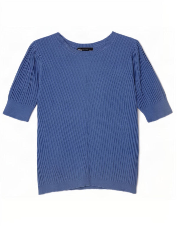 Marks & Spencer ženski džemper s veznim izrezom UK 16 Large Blue