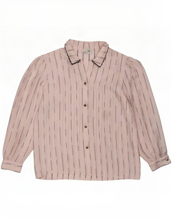 Vintage ženska košulja bluza UK 22 3XL ružičasti geometrijski poliester