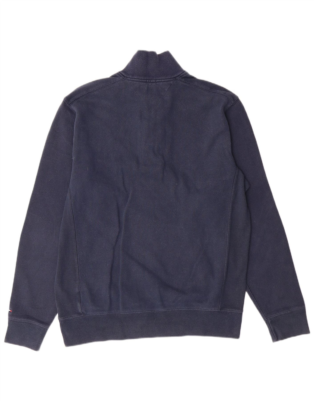 TOMMY HILFIGER Mens Graphic Button Neck Sweatshirt Jumper Small Navy Blue