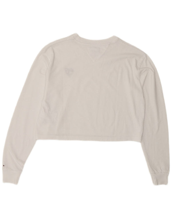 Tommy Hilfiger ženska kratka prevelika majica dugih rukava UK 6 XS bijeli pamuk