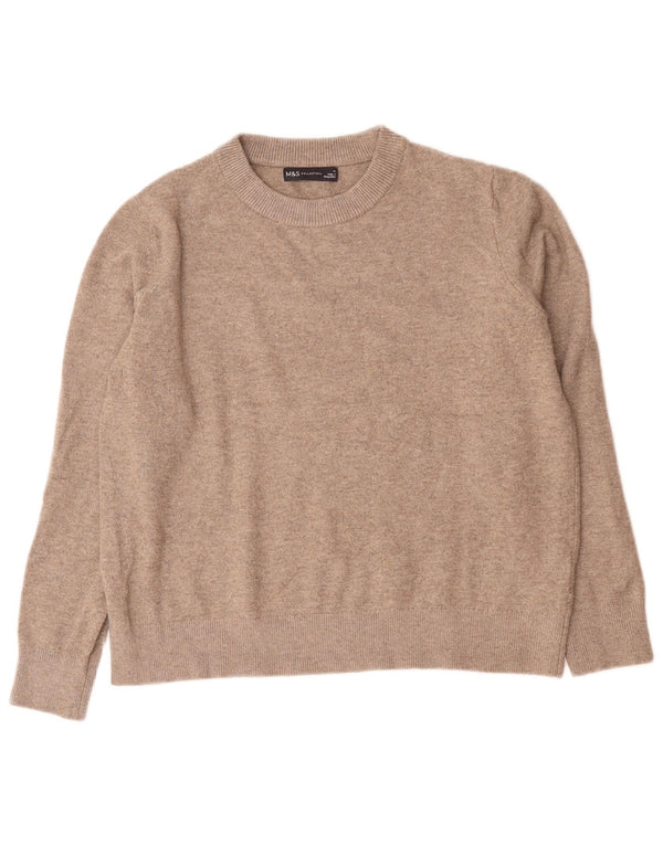 Marks & Spencer Womens Crew Neck Jumper Sweater UK 14 Medium Grey Polyester
