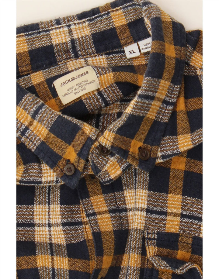 JACK & JONES Mens Flannel Shirt XL Brown Check Cotton Vintage Jack & Jones and Second-Hand Jack & Jones from Messina Hembry 