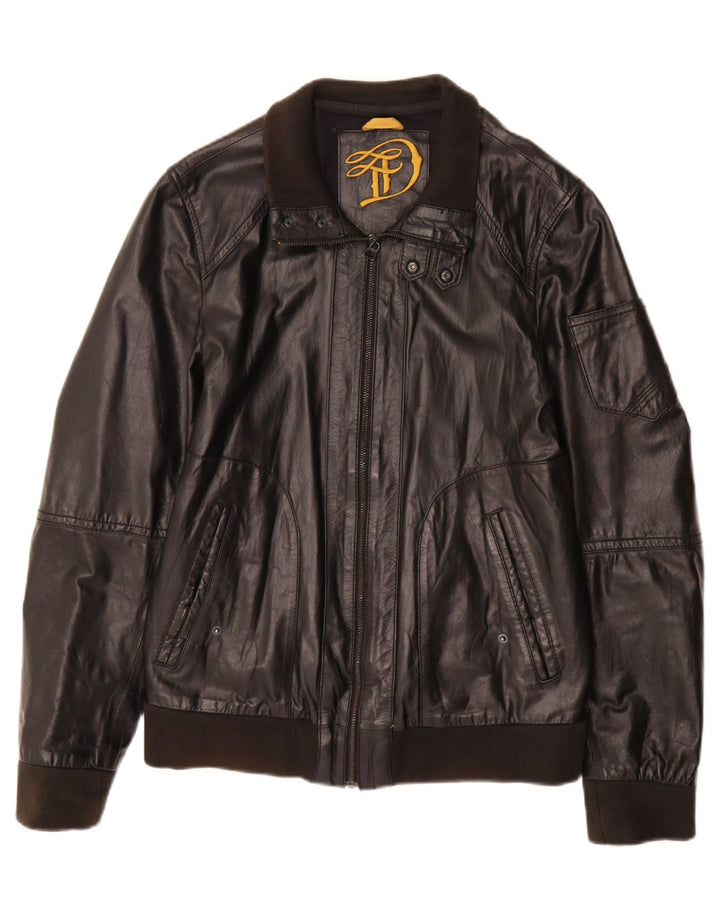 Vintage muška kožna jakna UK 38 srednje crna koža